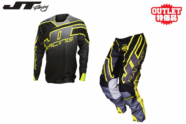 【OUTLET】14,800円 17 JT Racing “HYPERLITE REVERT” 上下セット グレー/ブラック/ネオンイエロー 【OUTLET】14,800円 17 JT Racing “HYPERLITE REVERT” 上下セット グレー/ブラック/ネオンイエロー
