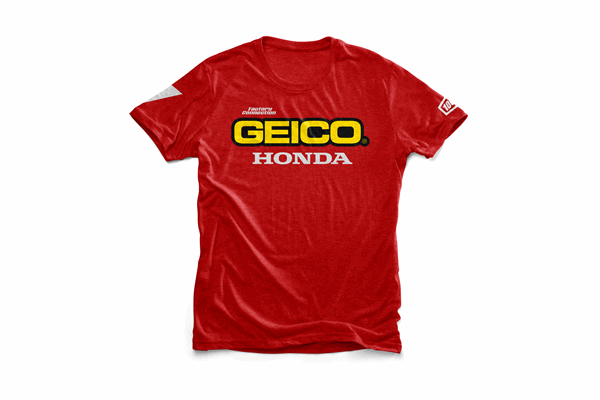 100% “GEICO/HONDA” STANDARD Red 【Tシャツ】 100% “GEICO/HONDA” STANDARD Red 【Tシャツ】