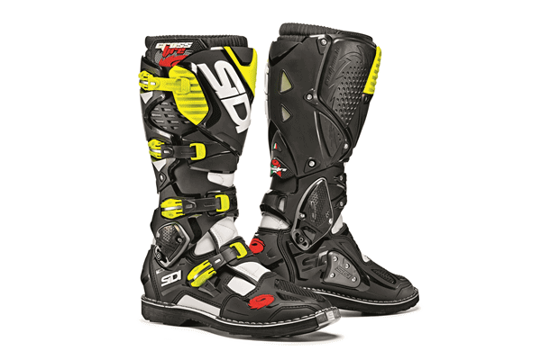 SIDI CROSSFIRE 3 縫付式MXフラットソールモデル ホワイト/ブラック/フローイエロー SIDI CROSSFIRE 3 縫付式MXフラットソールモデル ホワイト/ブラック/フローイエロー