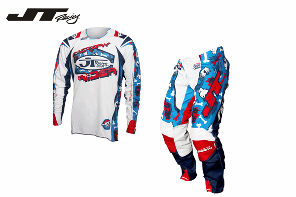 【OUTLET】17,800円 17 JT Racing “HYPERLITE BADBONES” 上下セット レッド/ホワイト/ブルー 【OUTLET】17,800円 17 JT Racing “HYPERLITE BADBONES” 上下セット レッド/ホワイト/ブルー