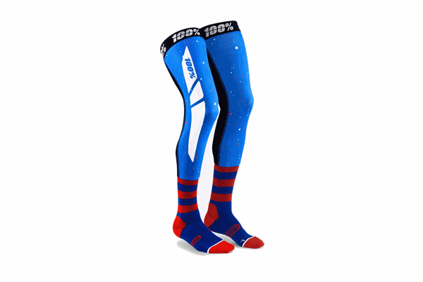 100% 19faモデル ニーブレースソックス REV ブルー/レッド 100% 19faモデル ニーブレースソックス REV ブルー/レッド